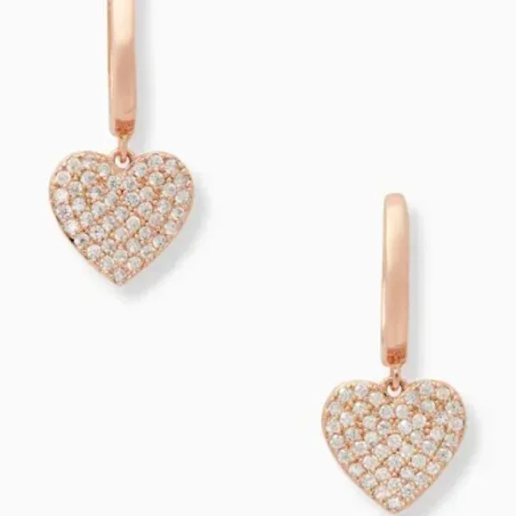 ♠️ Kate Spade ♠️️ "Yours Truly" Pave Heart Drop Earrings - Picture 4 of 6